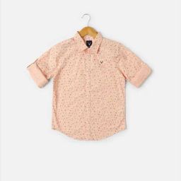 Allen Solly Boys Peach Printed Full Sleeves Shirt-image-55