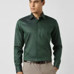 Van Heusen Green Cotton Slim Fit Printed Shirt-picture-45