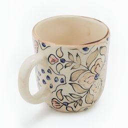 Fabindia Amrit Beige & White Floral Printed Ceramic Matte Mug 290 ml-image-54