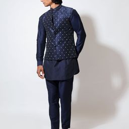 VIVEK KARUNAKARAN Men Embroidered Woven Nehru Jackets-34