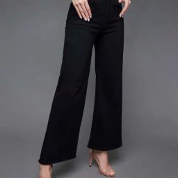 Miss Chase Black High Rise Clean Look Regular Length Stretchable Wide Leg Denim Jeans-image-44