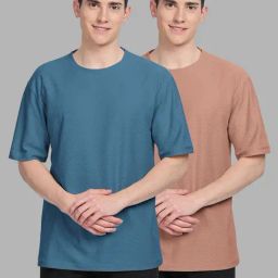 Bullmer Blue & Brown Loose Fit T-Shirt - Pack of 2-picture-45