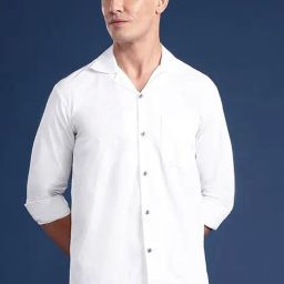 Hancock White Cotton Relaxed Fit Solid Shirts-picture-3