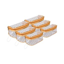 Aura Orange & Transparent 6 Pieces Printed Makeup Organiser-picture-1