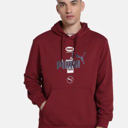 Puma POWER Red Regular fit Graphic Hooded Sweatshirts-image-19