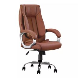 Ergonomica High Back Boss /Manager Leatherette Office Chair with Chrome Base (Brown, DIY)-25