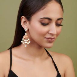 Curio Cottage Aina Floral Red & Green Chandelier Mirror Earrings-image-65
