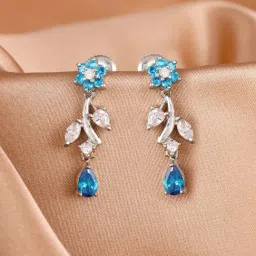 GIVA 92.5 Sterling Silver Daisy Drop Earrings for Women-image-70