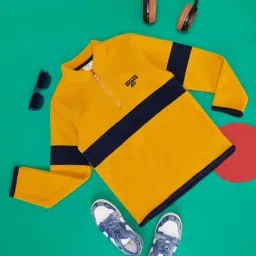 Pantaloons Junior Mustard Color Block Full Sleeves Sweatshirt-image-73