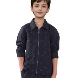 Rare Ones Boys Navy Printed Shacket-image-49