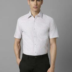 Louis Philippe White Regular Fit Checks Shirt-image-53