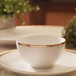 Pure Home and Living White Ceramic Gold Rim Small Bowls (300ml) - Set of 2-26