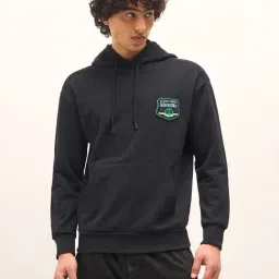 The Bear House Black Relaxed Fit Solid Hoodie-picture-38