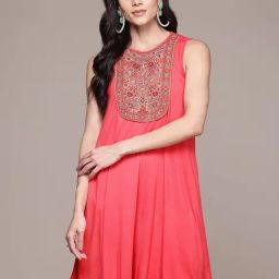 Aarke Ritu Kumar Peach Zaina Solid Short Dress-image-21