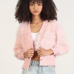 Showoff Pink Regular Fit Cardigan-image-36