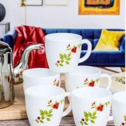 Cello White Opalware Tea & Coffee Mug - Set of 6-26