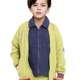 Rare Ones Boys Green Cotton Blend Applique Jacket-image-47