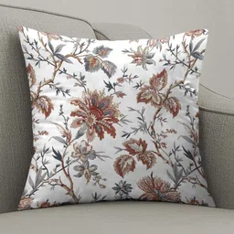 CASABLEU White & Beige 2 Pieces Floral Printed Square Cushion Covers-image-82