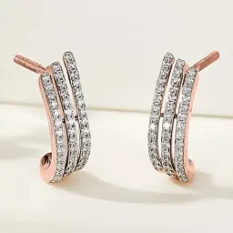 P.N.Gadgil Jewellers Twinkling Threads 18kt Rose Gold Hoops & Huggies Earring for Woman-image-39