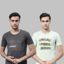 Vimal Jonney Anthra Grey & Mint Green Printed Lounge T-Shirt - Pack of 2-image-89