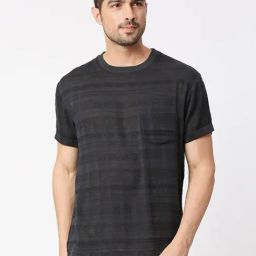 Blamblack Charcoal Black Cotton Comfort Fit Printed T-Shirt-image-79