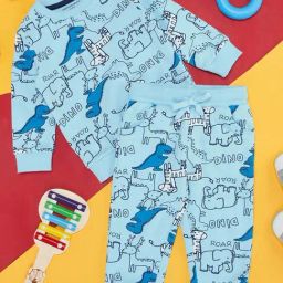 Pantaloons Baby Sky Blue Cotton Printed Full Sleeves T-Shirt Set-image-63