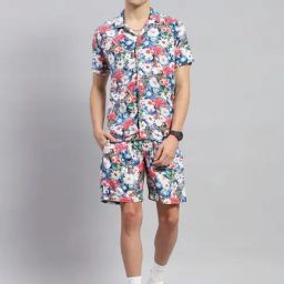 Monte Carlo Multicolor Regular Fit Floral Print Co-Ord Set-image-70