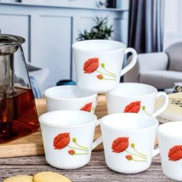 Cello White Opalware Tea & Coffee Mug - Set of 6-25