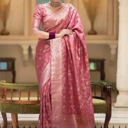 Anjaneya Sarees Pink Silk Woven Saree With Unstitched Blouse-picture-43