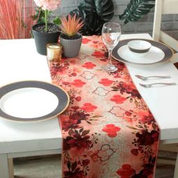 Romee Red Polyester Floral Runners-29