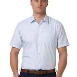 Van Heusen Blue Regular Fit Solid Shirt-image-22