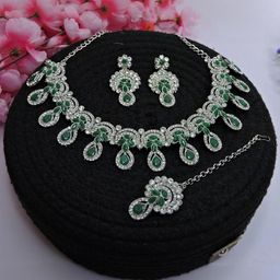 VATSALYA creation Alloy Gold- plated Green Jewellery Set-13