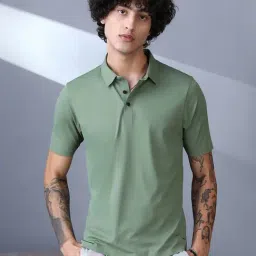 Campus Sutra Pistachio Green Seamless Touch-grain Polo T-Shirt-picture-39