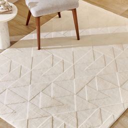 Home Centre Beige Geometric Polyester Carpet-56