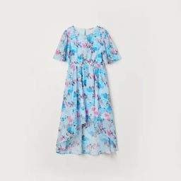 Lifestyle Blue Round Neck Half Sleeve All Over Print Polyester Dress-image-66