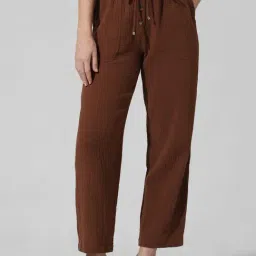 Only Brown Cotton Straight Fit Mid Rise Pants-image-47