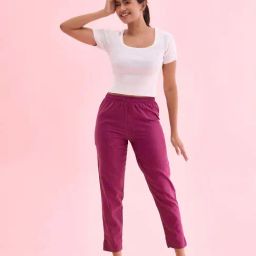 Go Colors! Purple Cotton Pencil Pants-image-62