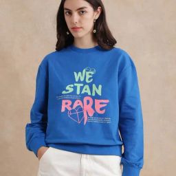 RAREISM Blue Cotton Blend Printed Long Sleeves Sweatshirt-image-14