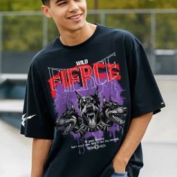 Bewakoof Blue Oversized Graphic T-Shirt-image-52