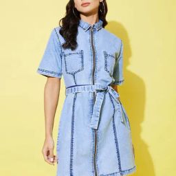 StyleStone Blue Shirt Dress-picture-19