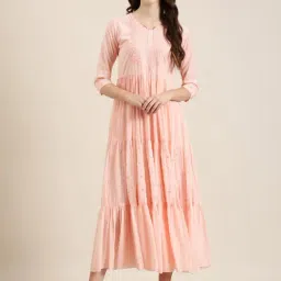 SHOWOFF Peach Regular Fit Midi Dress-image-20