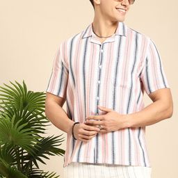 Mast & Harbour Striped Knitted Casual Shirt-image-14