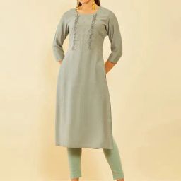 Soch Grey Viscose Straight Kurta With Cutdana-image-47