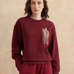 RAREISM Maroon Cotton Blend Printed Long Sleeves Sweatshirt-image-12
