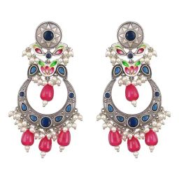 Saraf RS Jewellery Red Statement Brass Earrings for Women-42