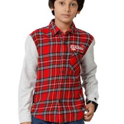 Under Fourteen Only Kids Red Checks Full Sleeves Shirt-image-29