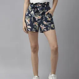 KASSUALLY Navy Floral Print Shorts-image-22