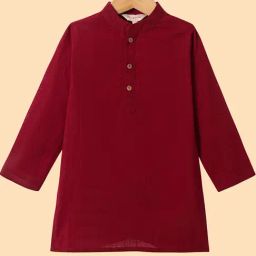 Lil Drama Boys Red Cotton Kurta-43