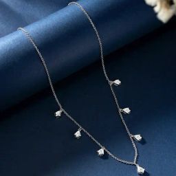 Peora Silver-Plated Cubic Zirconia Studded Chain Pendant Necklace-image-98