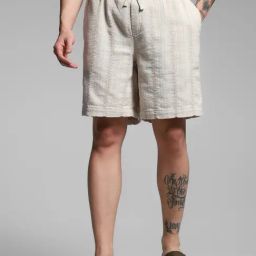 Jack & Jones Antique White Cotton Regular Fit Shorts-image-100